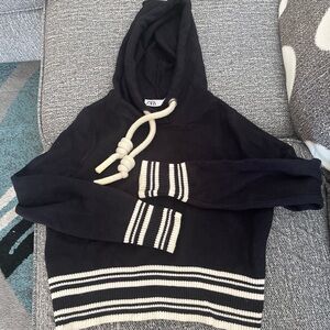 Blue and White Striped Hoodie